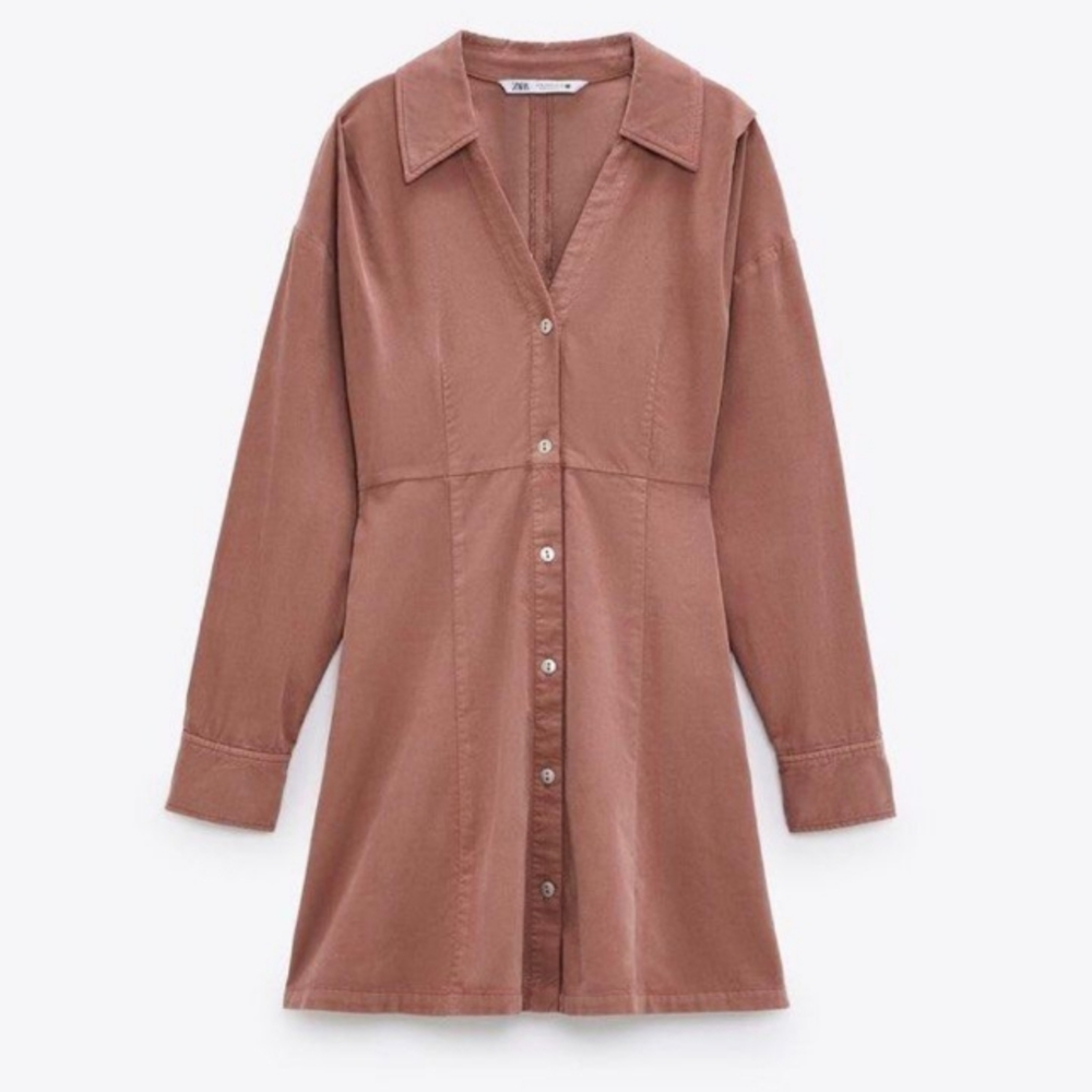 NWOT | Zara Velvet Button Down Dress | US S